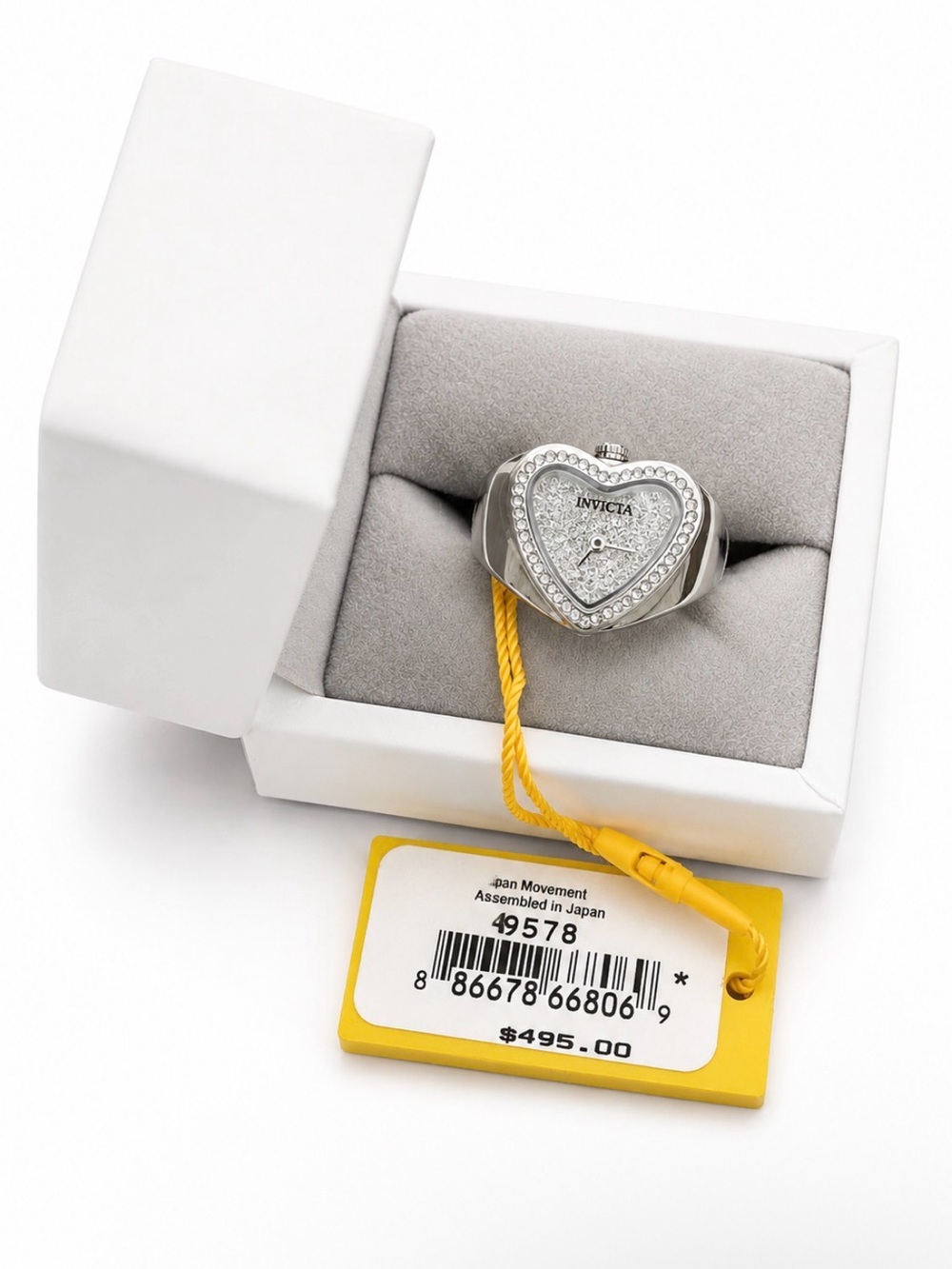 INVICTA Silver Angel Heart Ring Watch - NWT